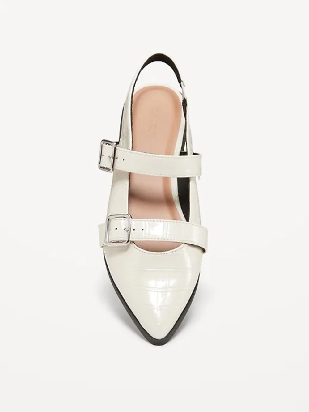 Old Navy White Pointed Slingback Flats with Double Buckle